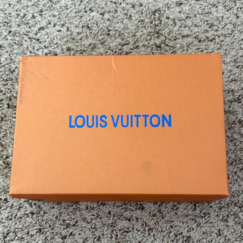 Louis Vuitton Tangerine Gold Box with Blue Logo & dust bag